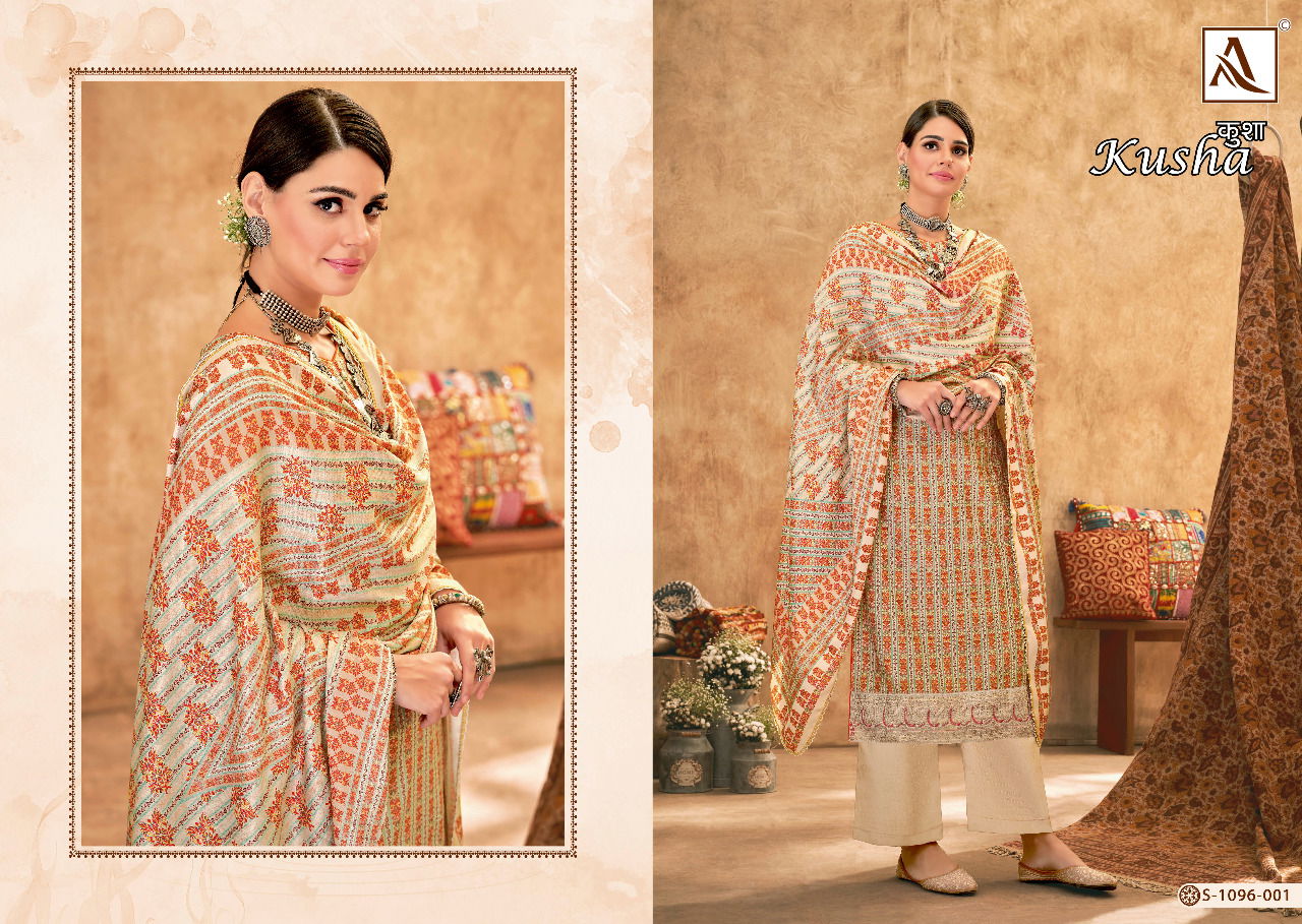 Alok Kusha Fancy Ethnic Wear Pashmina Digital Print With Embroidery Work Dress Collection 